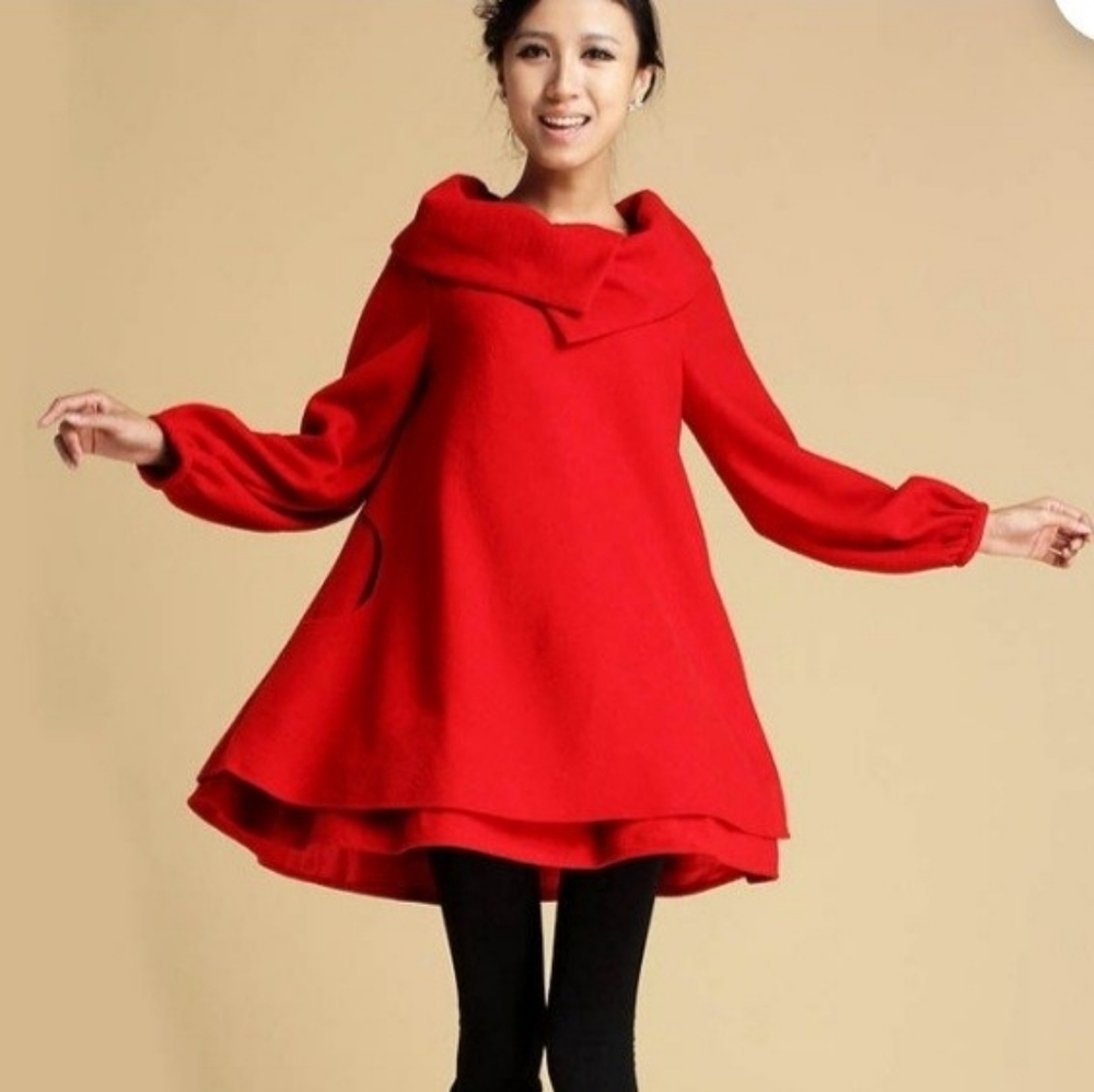 Layered wool tunic dress